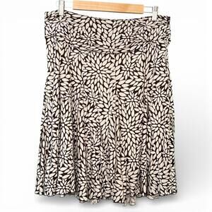 Vintage Bebe Silk & Cotton Brown & Cream Ruched Waist Flowy Mini Skirt